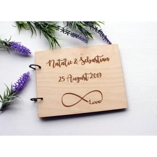 Unique Rustic Engrave Wedding Guest Book Alternative With Infinity Symbol,Forever Love Wood Personalized Wedding Guestbook Idea