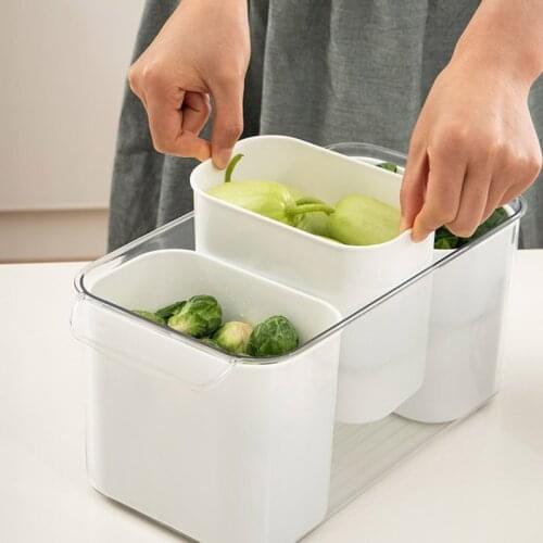 Multi-Cells Storage Box with Sealed Lid 3 Inner Bins Portable Desktop Sundries Food Snack Organizer for Shelves Freezer