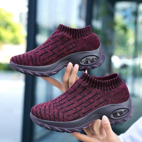 Air Cushioning Rubber Platform Womens Ladies Casual Walking Shoes Lightweight Jogging Sport Shoes Women Breathable Size 35-42