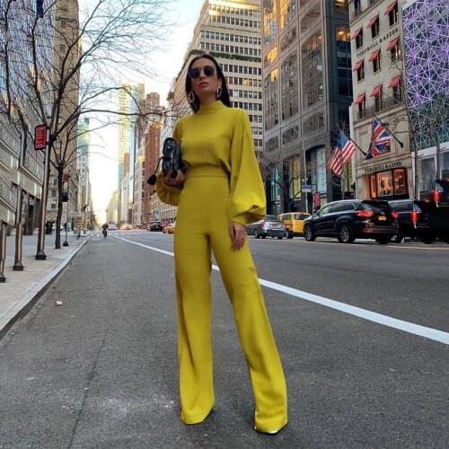 2021 Casual Wide Legs Jumpsuits Solid Backless Feminino Overalls Winter Fall Elegant Sexy Rompers Women Long Sleeve