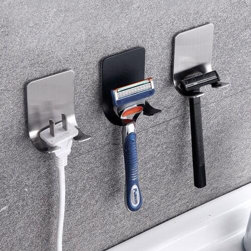 2 Pack Razor Holder Shaver Hook Hanger Stand Self Adhesive Stainless Steel Heavy Duty Hook,Shower Hook for Razor,Bathroom