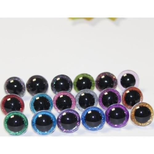 40pcs--N18-- 13mm--24mm glitter round plastic clear toy safety eyes+hard washer+ glitter fabric for diy doll--color option