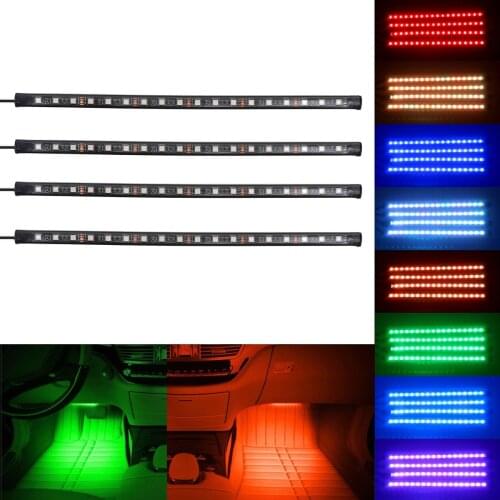 5050-18smd 8 Colors RGB Music Control Car Interior Decoration Lamp LED Automobile Chassis Lights Bar Neon Strip with Remote