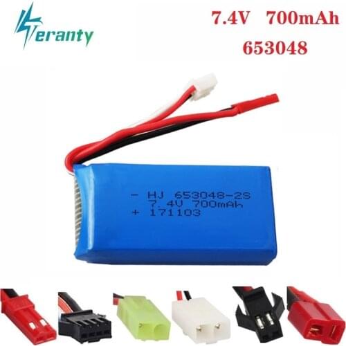 7.4V 700mAh 653048 Lipo battery For FT007 RC Boat Toys Speedboat For Syma F1 FX059 Remote control aircraft 2s 7.4v battery 1Pcs