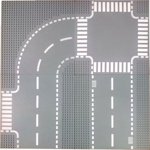 32x32 small dot Baseplate City Town Street Beach Straight crossroad t-junction curve road building block base plate 7280