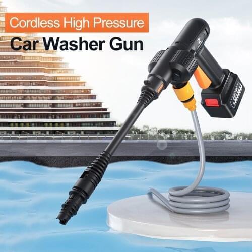 Cordless 400W High Pressure Washer Gun Electric Car Cleaning Tool Handheld Car Cleaning Device Water Pump with Foaming Bottle