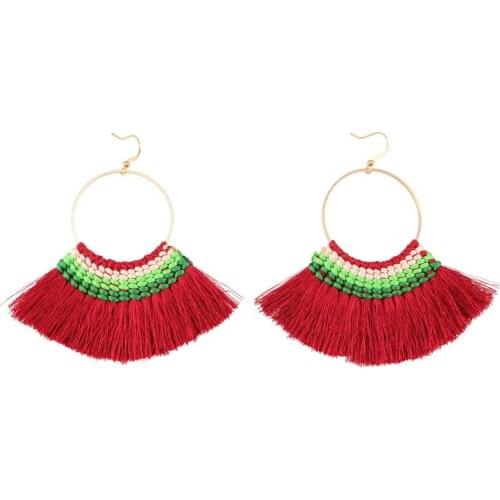 Big Pendant Bohemian Ethnic Chunky Tassel Dangle Statement Earrings for Women Design Florate Brand Gold Color Metal Drop Earring