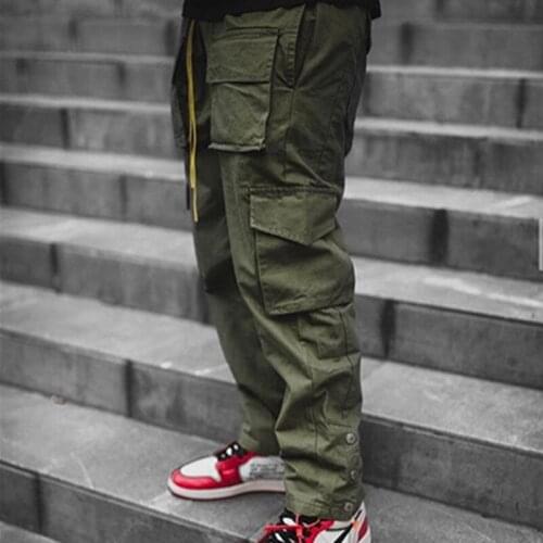 Cargo Pants Mens Skinny Pencil Pants With Multiple Pockets Male Outdoor Jogging Pants Stacked Harem Pants High Street Clothing
