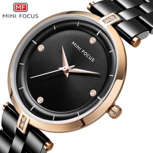 MINI FOCUS Women Watches Lady Luxury Fashion Stainless Steel Quartz Wrist Watch Ladies Black Waterproof Clock Relogio Feminino