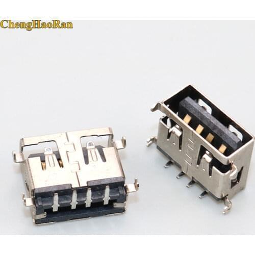 ChengHaoRan 10mm Short body 2.0 USB jack connector 4 pin 90 degrees AF bend Pin USB female socket for Desktop Laptop PC etc
