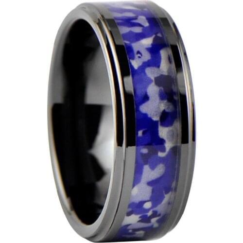 Camouflages Black Ceramic Ring fashion Wedding Band Gift for Xmas width:9mm /TURI0202W9