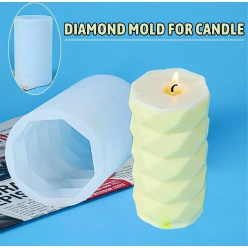 Cylindrical Candle Molds Candle Resin Mold Soap Silicone Resin Mould Rhombus Chocolates Cakes Making Tool DIY Handmade Craft