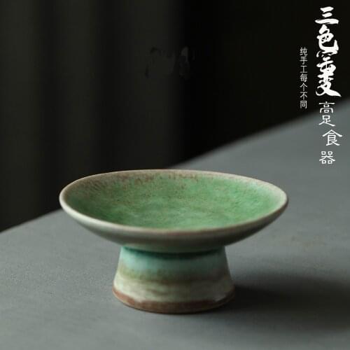 Jingdezhen small high-footed tea order plate pastry room refreshment plate ceramic dried fruit plate fruit plate
