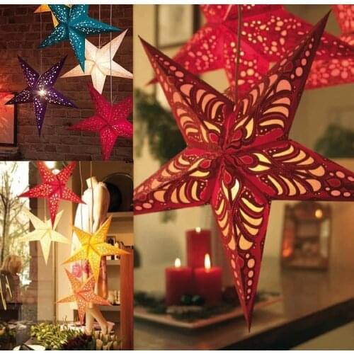 30cm Cut-Out Paper Star Lantern, Hanging (Light Not Included) set of 4