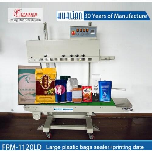 FRM-1120LD Hualian automatic continuous sealing machine EXP print ink Big bag sealing Kraft paper bag Aluminum foil bag sealer