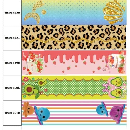 HSDCraft Fruit Cartoon Summer Avocad Game Leopard 1Yard Printed Grosgrain Ribbon Party Decoration DIY Bow Bag Material Handmade