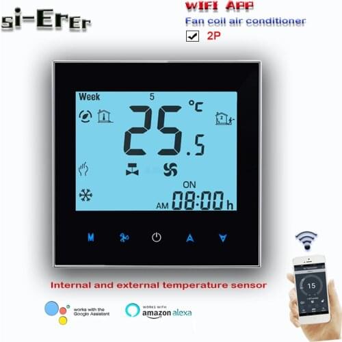 2P fan-coil air conditioning temperature control controller Tuya WIFI refrigeration thermostat with external temperature sensor