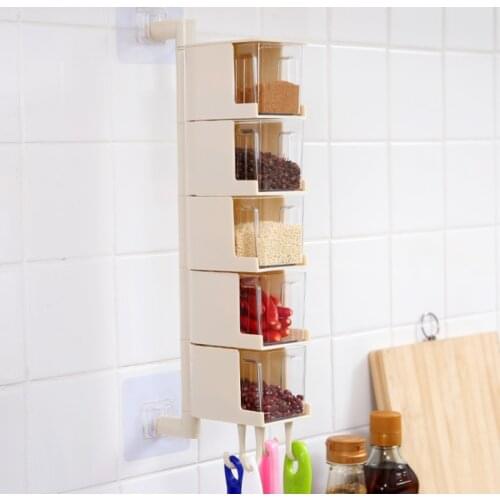 Creative Multi-purpose Rotatable Seasoning Box Multi-layer Can Add Wall-mounted Plastic Seasoning Jar Kitchen Storage Box