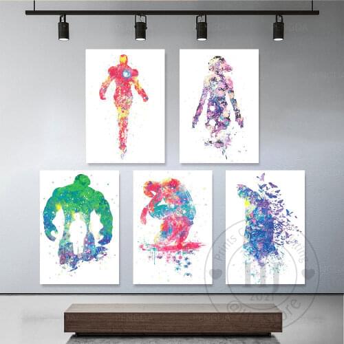 Marvel The Avengers Watercolor Hulk Iron Man Superhero Poster And Print Canvas Painting Wall Art For Living Home Decor Frameless