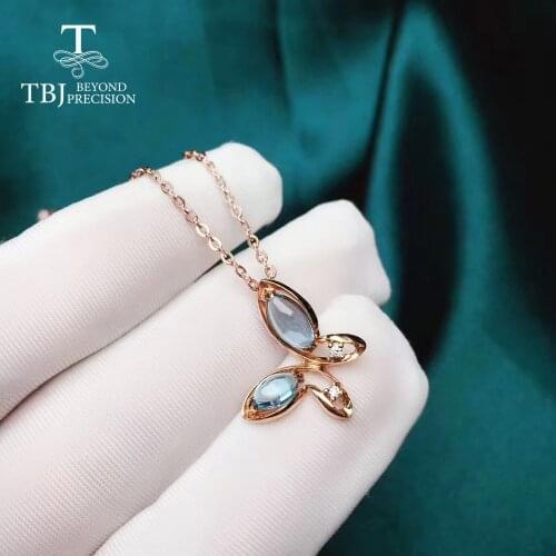 2020 new small cute topaz necklace butterfly natural gemstone pendant necklace with real africa diamond for girls nice gift tbj
