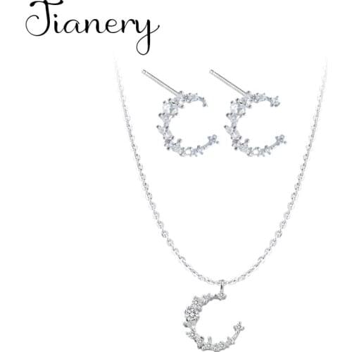 New Arrivals Fashion Zircon Moon Earrings Necklaces Pendant Jewelry Sets for Women Wedding Statement Jewelry