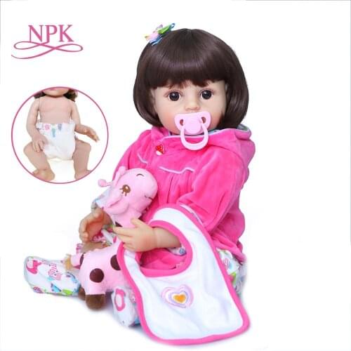 NPK 55CM Lovely Giraffe dress set reborn todder lifelike real soft touch full body silicone reborn baby doll