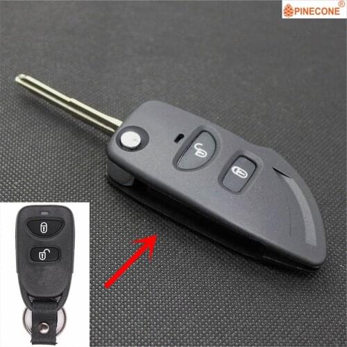 PINECONE for Hyundai Santa Fe Elantra 2001 2002 2003 2 Button Car Key Modified Remote Key Fob Shell Case With Battery Holder