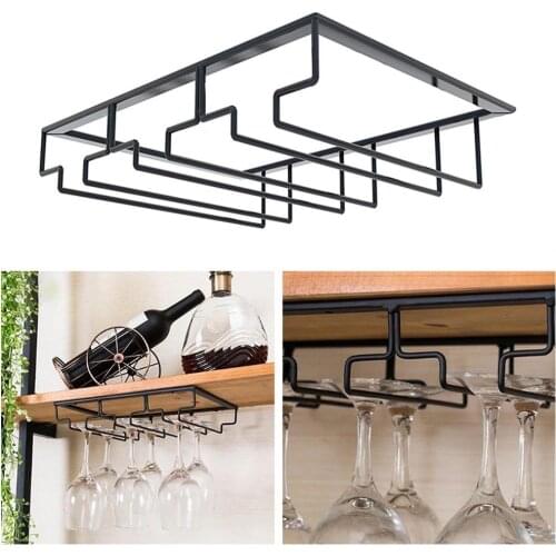 Wine Glasses Storage Holder Bartender Stemware Hanging Rack Under Cabinet Stemware Organizer Glass Goblet Iron Rack Bar Tool