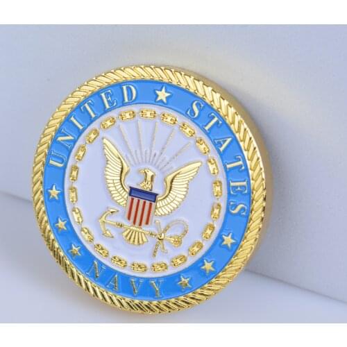 Gold Plated United States Navy Commemorative Coin Souvenir Challenge Collectible Coins Collection Art Craft Gift
