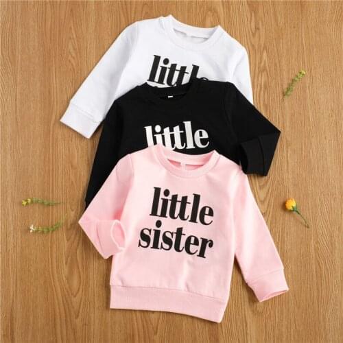Newborn Baby litter sister Letter Printed Pullover Sweatshirts Girl Fall Spring Casual Simple Long Sleeve Round Neck Hoodies