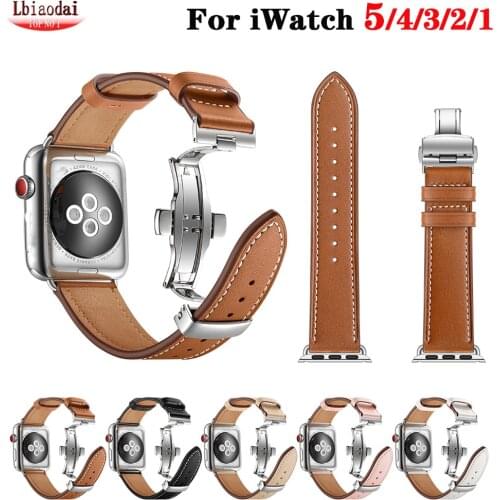 Strap for apple watch band 42mm 38mm 44mm 40mm metal Accessories Genuine leather watchband bracelet for iwatch series 5 4 3 2 1