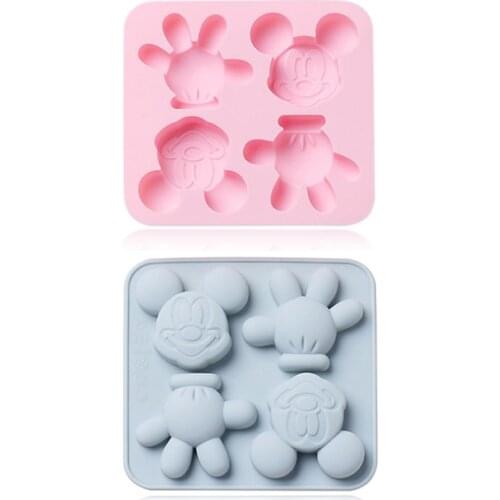 4 Holes Cartoon Mouse Shape Silicone Mold DIY Chocolate Cake Decorating Tools 3D Childrens Food Supplement Biscuit Baking Tool