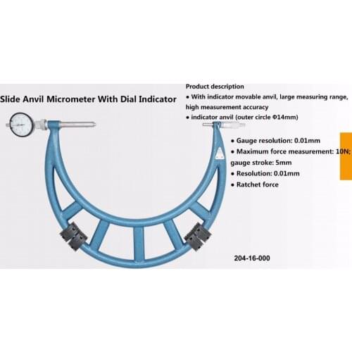Slide Anvil Micrometers with Dial Indicator 0-100mm 100-200mm 300-400mm large anvil outside micrometer