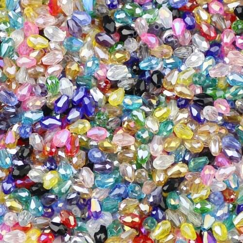 YHBZRET Water droplet pear shaped Austrian crystals beads 3*5mm 100pcs glass ball Loose beads forJewelry Making bracelet DIY