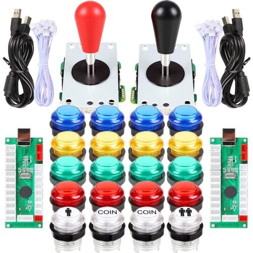 2 Player LED Arcade DIY Part USB Encoder to Ellipse Oval Style Joystick + LED Arcade Buttons for PC MAME Raspberry Pi Windows