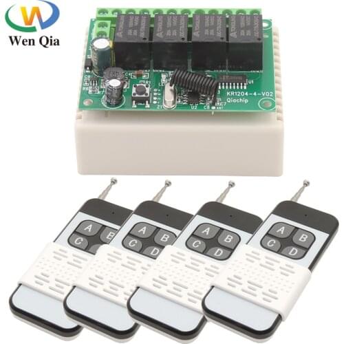 Universal Wireless Remote Control Switch 433MHz DC 6-30V 4CH10A Receiver Rf 1000m Range Transmitter For Garage/Gate/Motor/Light