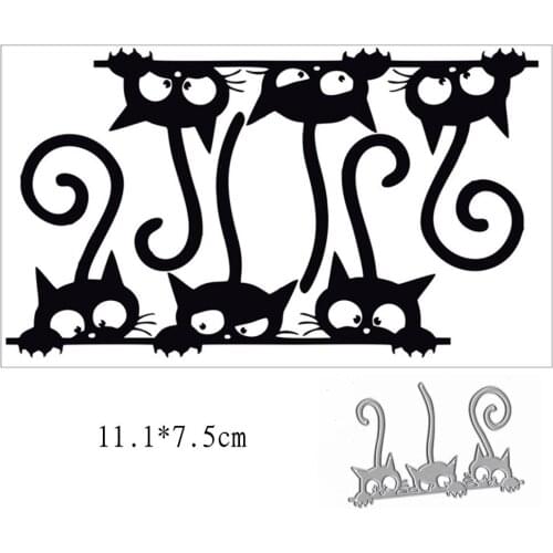 ZENRA Three Cats Steel Metal Cutting Die Stencils Knife Mould For DIY Paper Card Making Decorative Scrapbook
