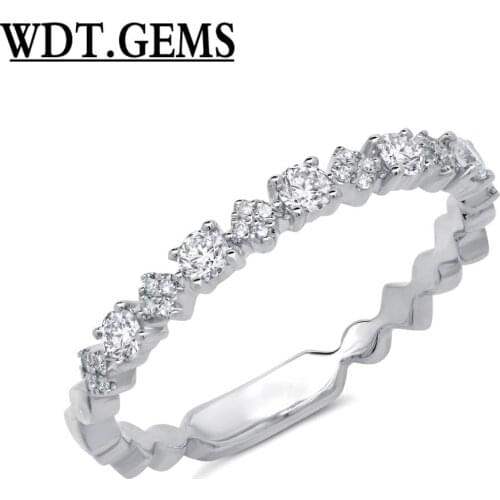 0.29ct 10k White Gold Natural Diamond Ring Kite Shape Fine Fashion Thin Band