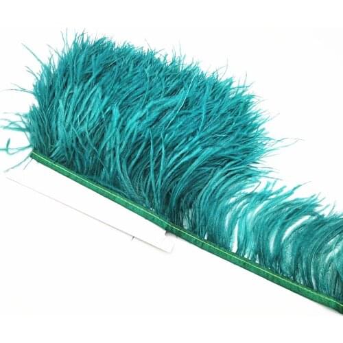 1/2 yards Hole blue ostrich feathers Trim DIY feathers for crafts Carnival Costume wedding decoration plumas accessories 8-10cm