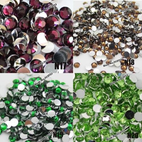 10000pcs 6mm Pretty fashion 14 Facets Resin Rhinestone Flatback Acrylic Gems Crystal