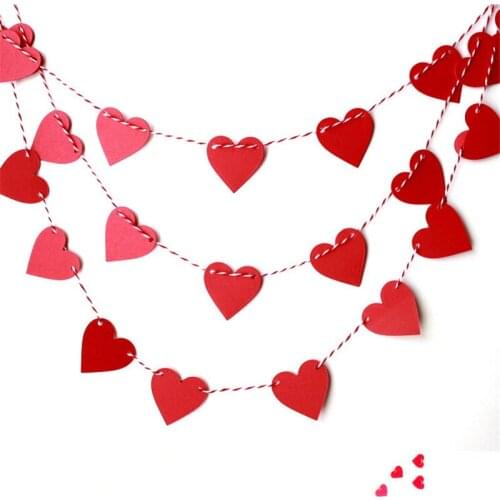 15pcs Hearts With Rope Romantic Wedding Decoration Marriage Room Layout DIY Garland Creative Love Curtain Wedding Supplies