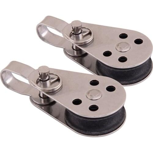 2pcs Stainless Steel Nylon Sheave Pulley Blocks W Removable Pin & Bracket 25mm for Marine Kayak Canoe Boat Anchor Trolley System