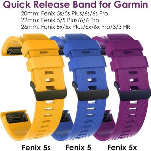 22mm Fenix 5 Plus Watchband Straps Bands for Garmin Fenix 5X 26mm/ Fenix 5S 20mm Silicone Wrist Strap Replacement Quick Fit Band