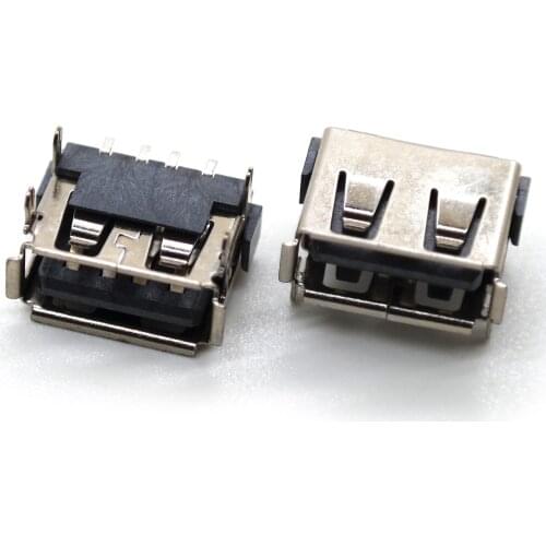 30 pieces of high quality a / f1.0 short USB interface female base 4-pin 6.3h crimped SMT iron shell black glue USB connecter