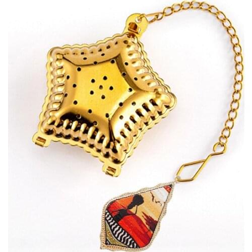 304 Stainless Steel Starfish Typed Tea Strainer Leaf Spice Herbal Reusable Mesh Filter Home Kitchen Accessories with Pendant