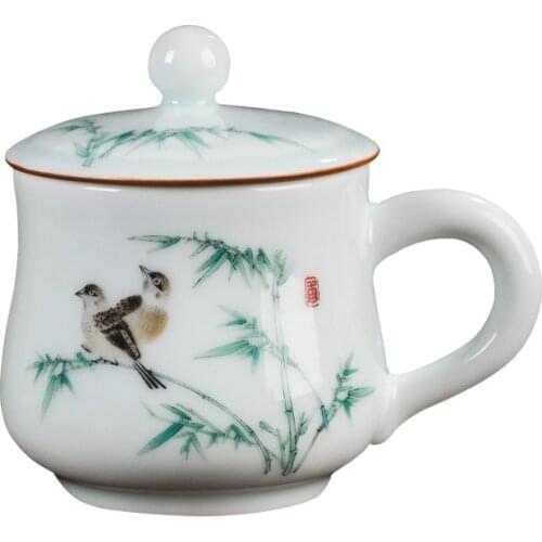 340ml Chinese Style Jingdezhen Shadow Blue Porcelain Tea Cup Office Drink Water Cup