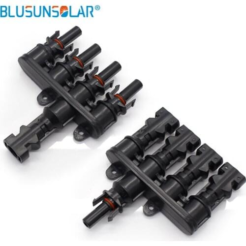 5 pairs lot Hot Sale IP67 T Type 4 in 1 Male and Female Solar Cable Connector 4 to 1 Branch Connectors