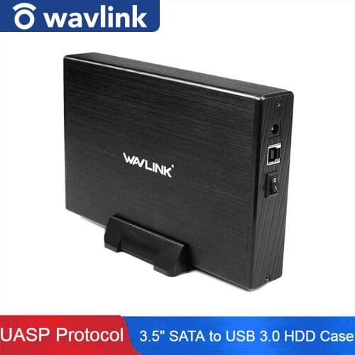 Wavlink Aluminum 3.5 inch Hard Drive Enclosure USB 3.0 to SATA HDD SSD Case/Box UASP Protocol Up 10TB External USB3.0 HDD Case
