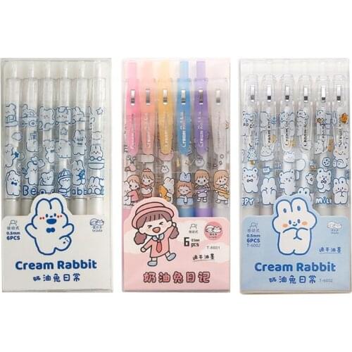 B2EF 6 Pcs/Pack Creative Retractable Gel Ink Pen Wax Sealed Black 0.5mm Fine Point