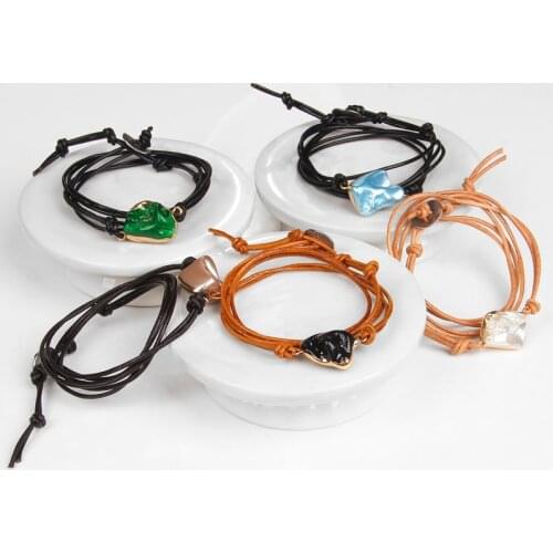 Fashion Pearl Wax Rope Bracelet Cord Bangles Adjustable Irregular Shell Pearls Charms Bracelet Women Men Female Jewelry Gifts